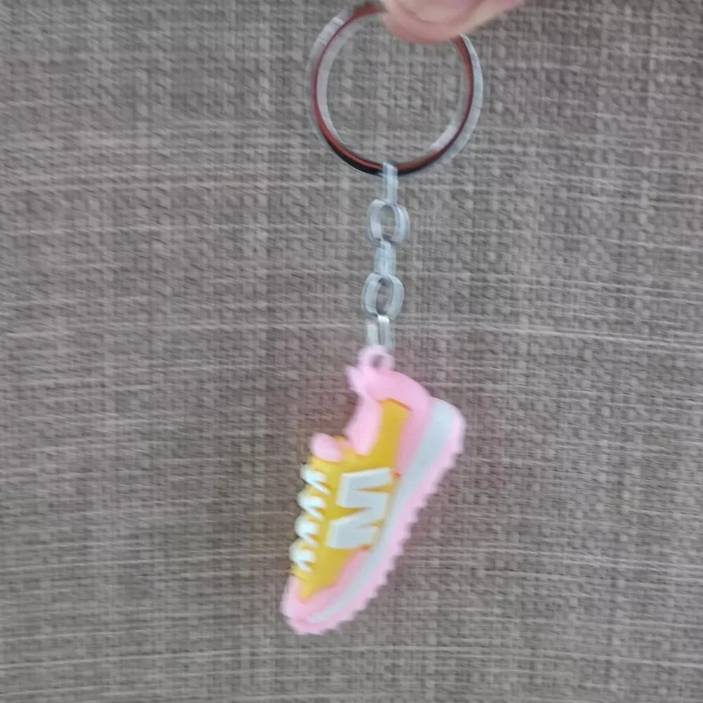 Mini Shoes Keychain Pink/Yellow Rubber Sneaker Keys Holder Keyring New